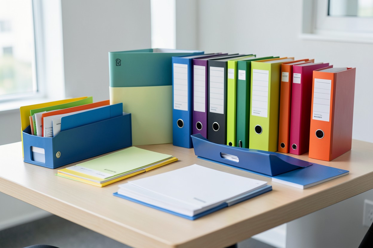 Archivadores y materiales para organizar la oficina
